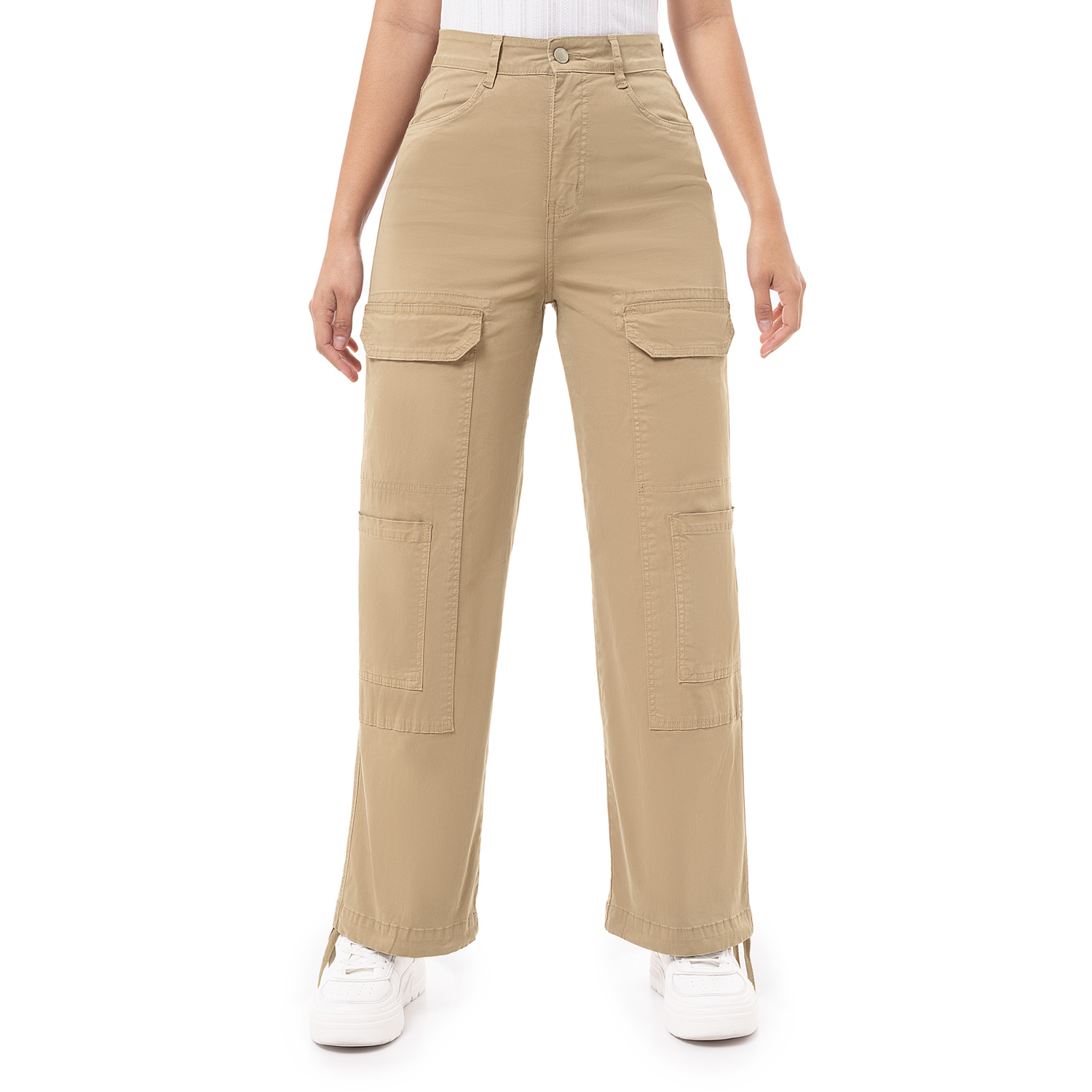 Pantalon Cargo Twill Stch Wide Leg Zalin Castor Pionier