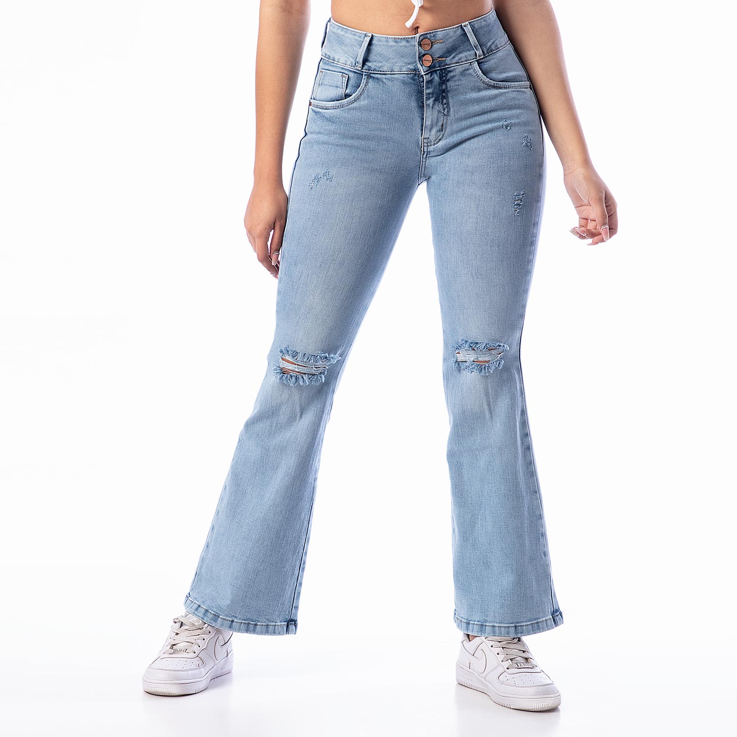 Pantalon Flare Jean Stch Cnt Koral Total Sky Dstyr Pionier