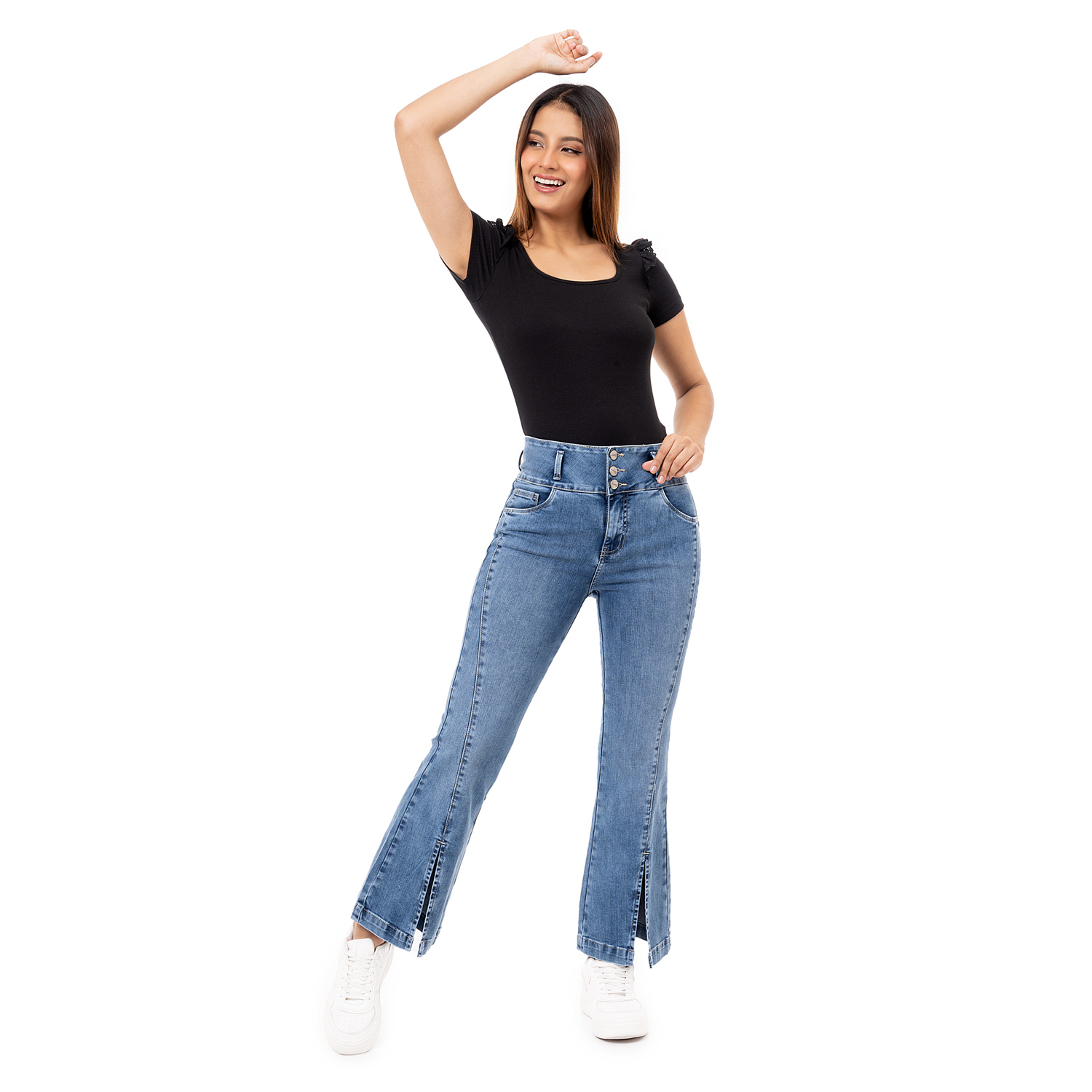 Pantalon Flare Jean Stch. Hgh.Rs Julianah Total Cristal Hb